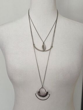 Layered Silver-Tone Pendant Necklace - Women Jewelry
